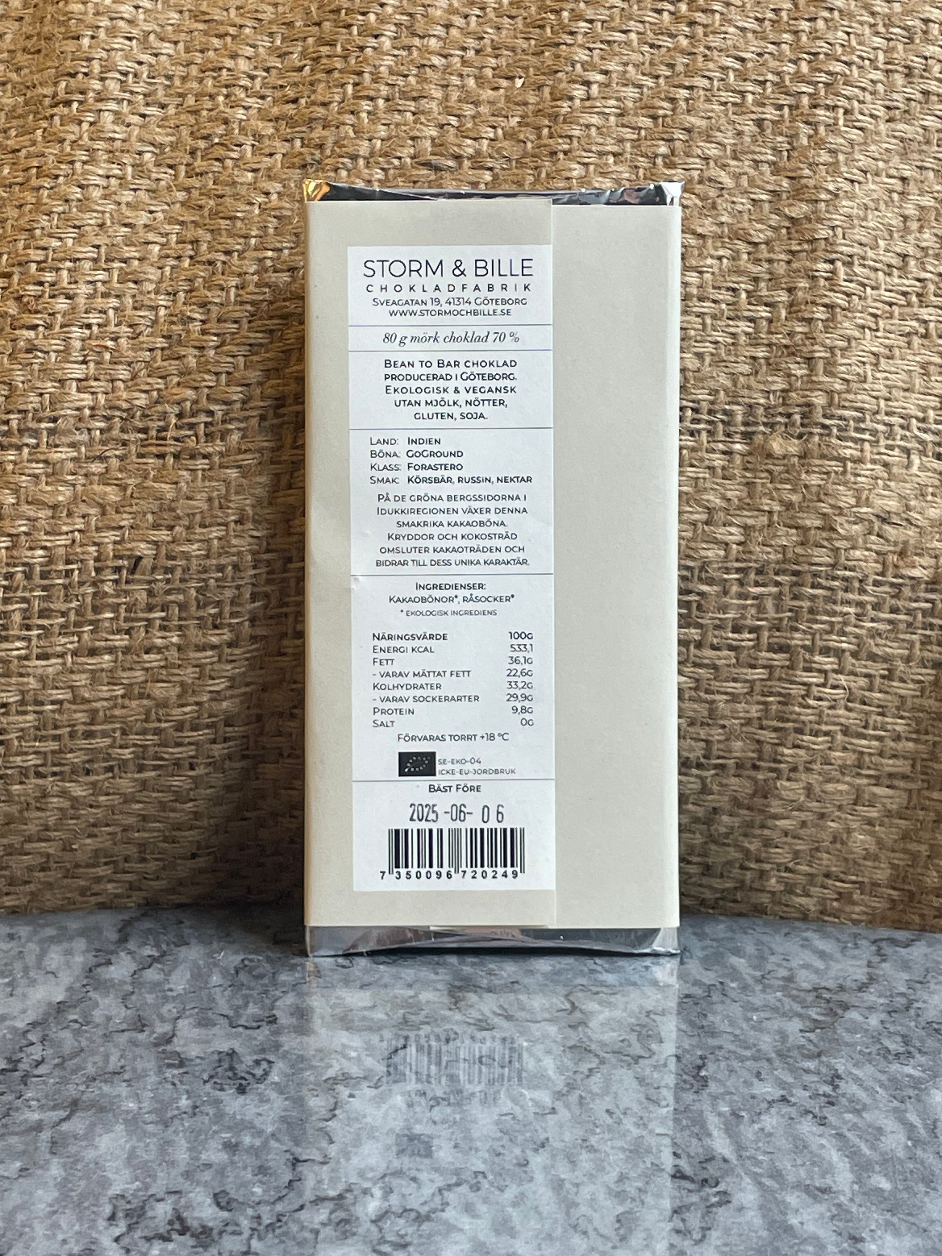 Chocolate cake 70% India BIO 70g