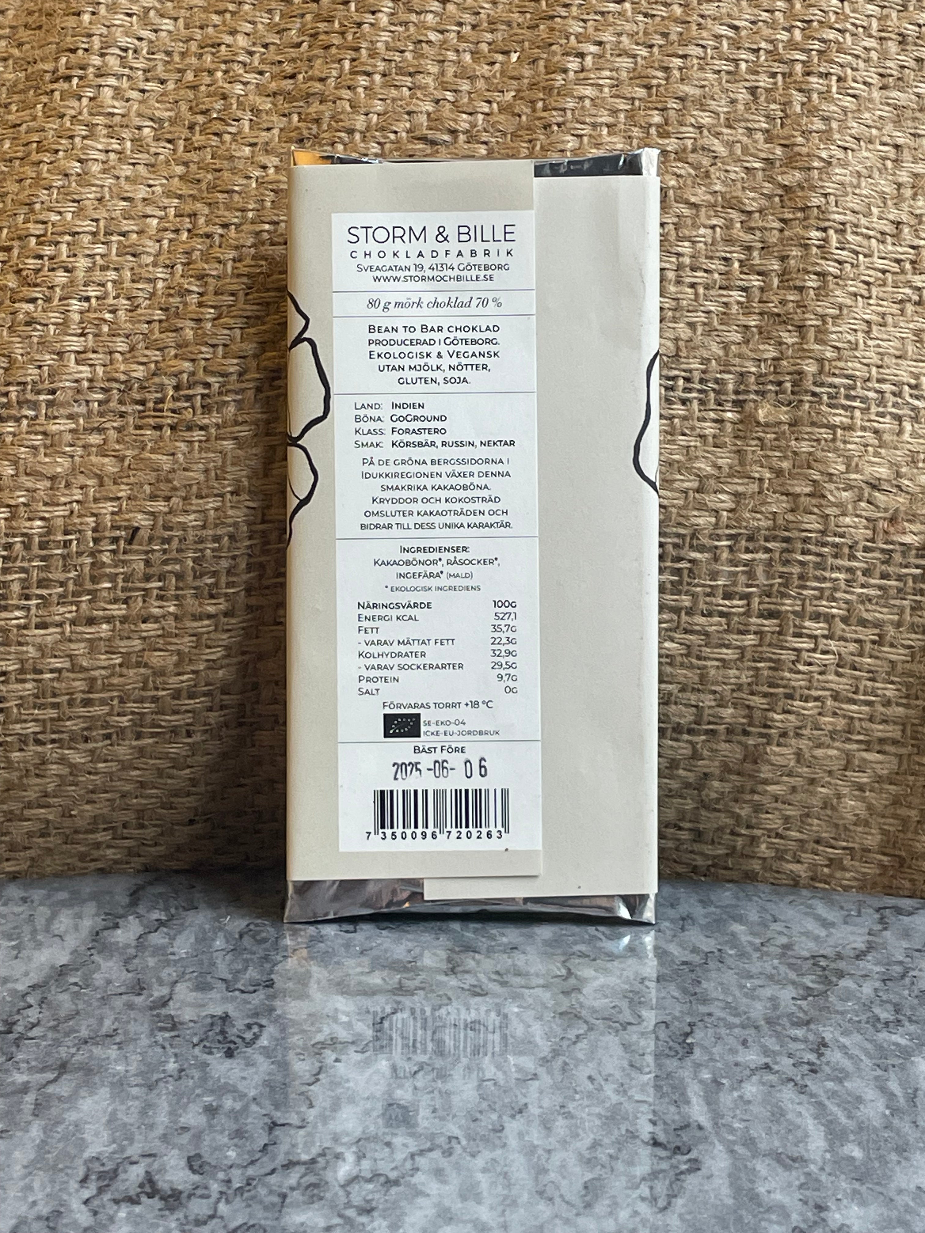 Chokladkaka 70% Ingefära EKO 70g