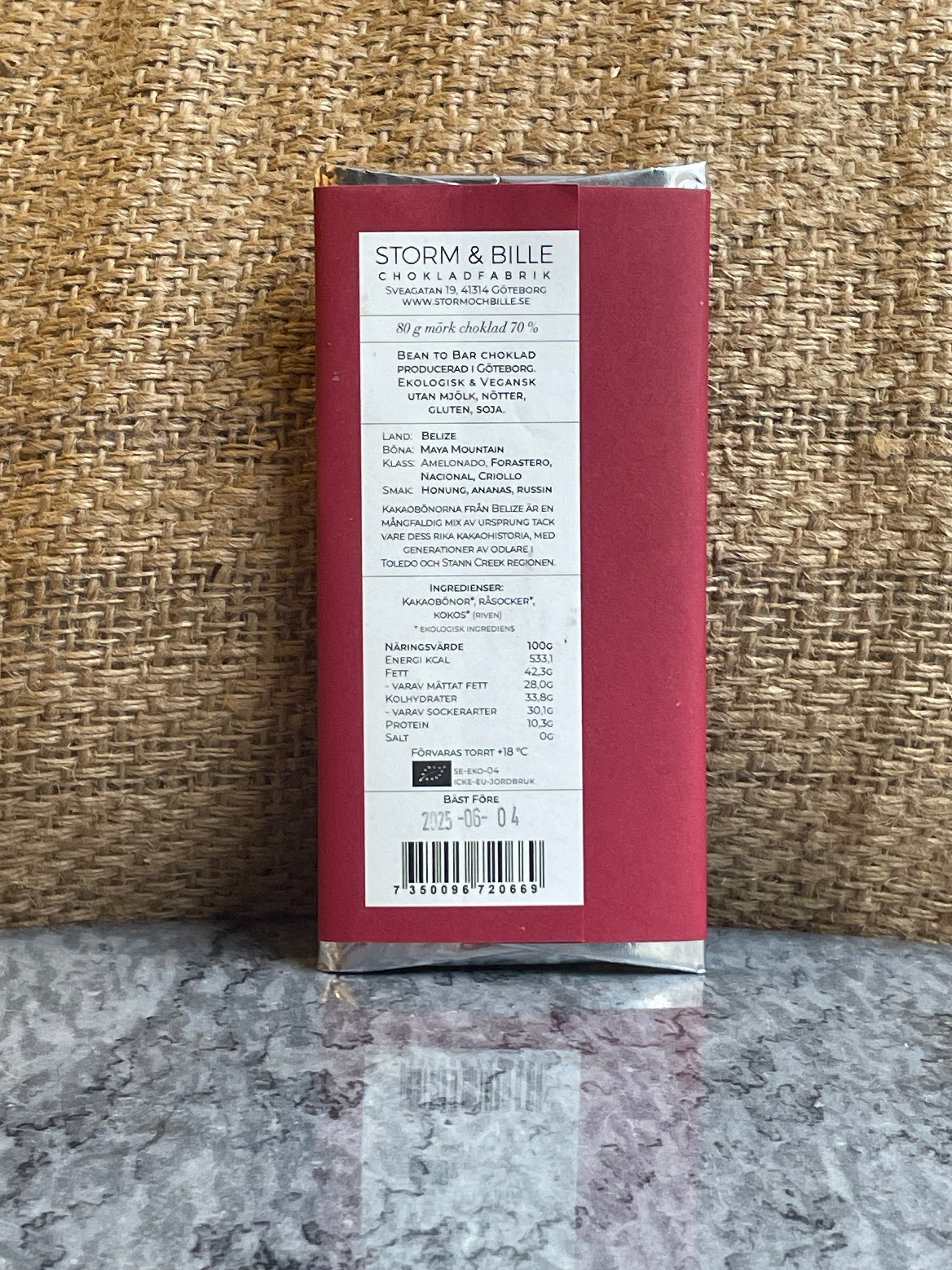 Chocolate cake 70% Coconut ORGANIC 70g