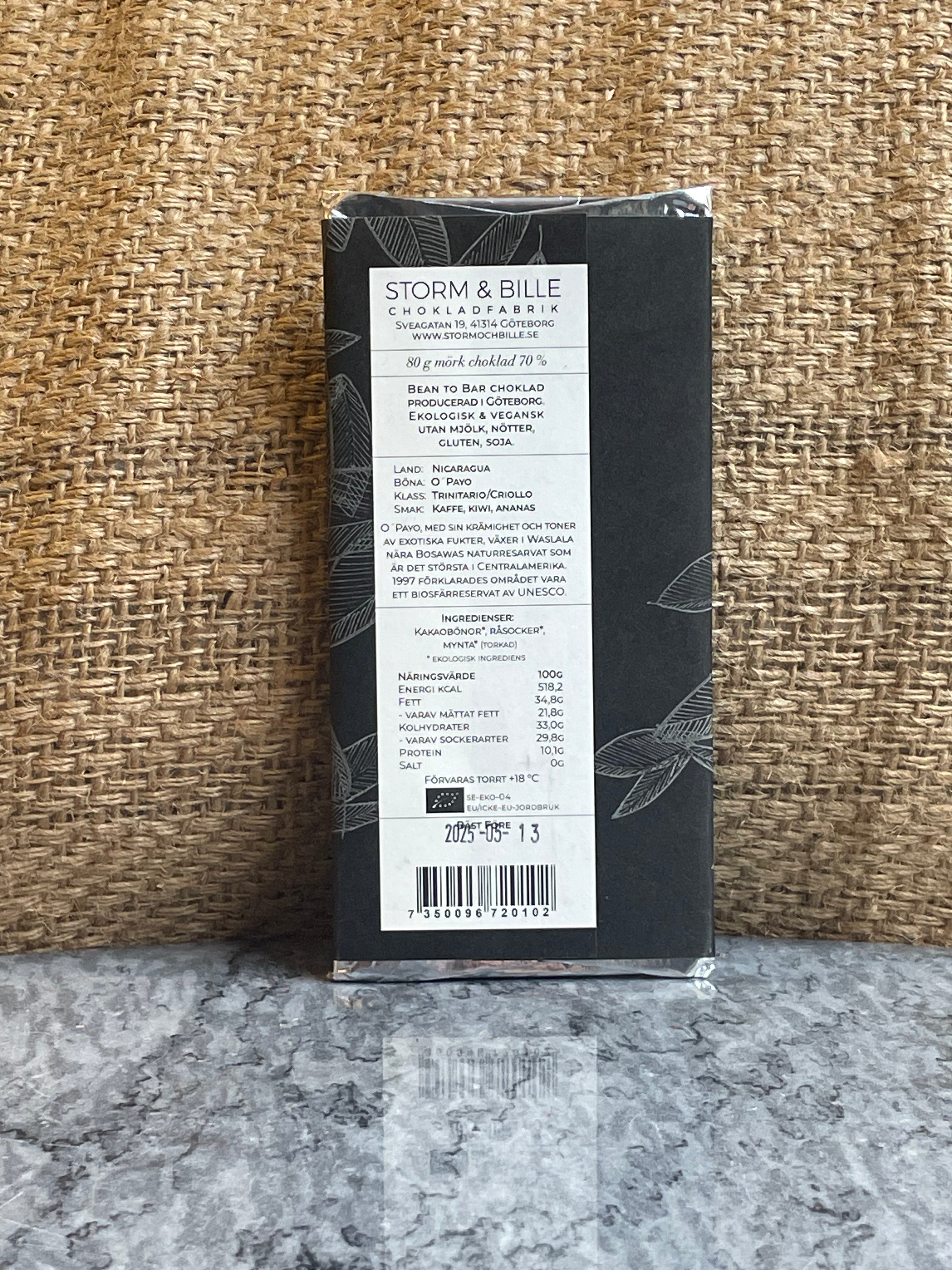 Chokladkaka 70% Mint EKO 70g
