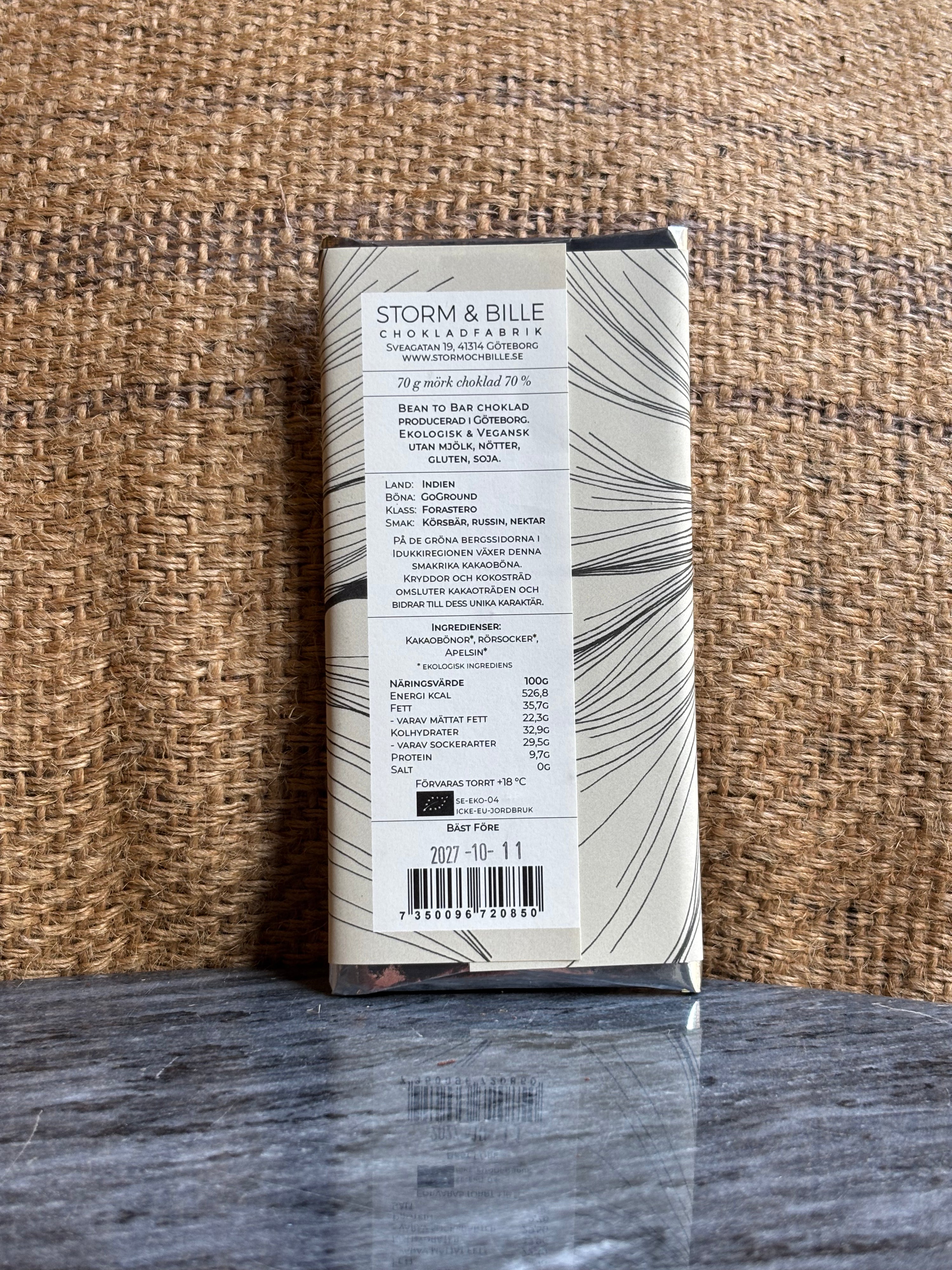 Chocolate cake 70% India BIO 70g
