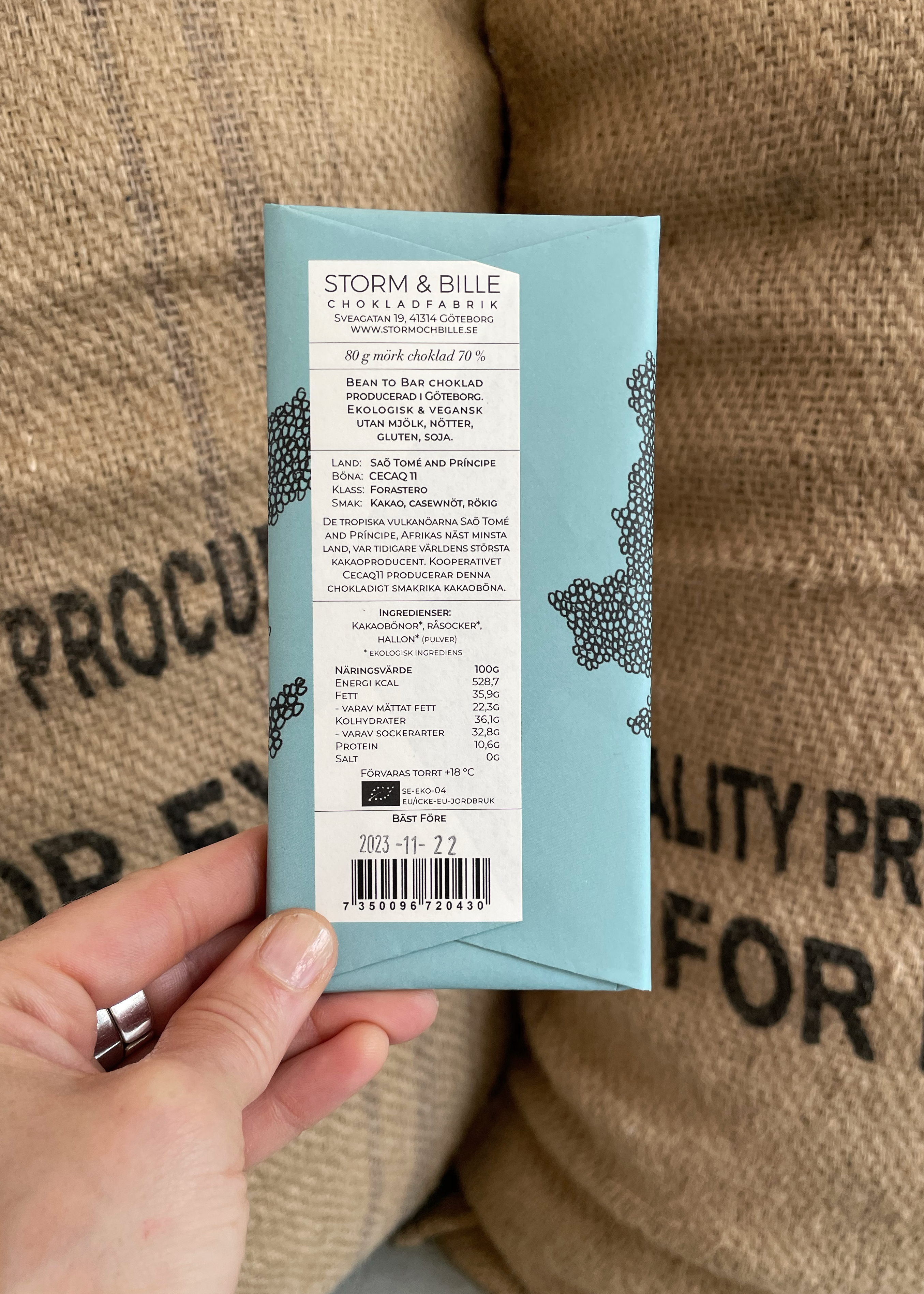 Chokladkaka 70% Hallon EKO 80g