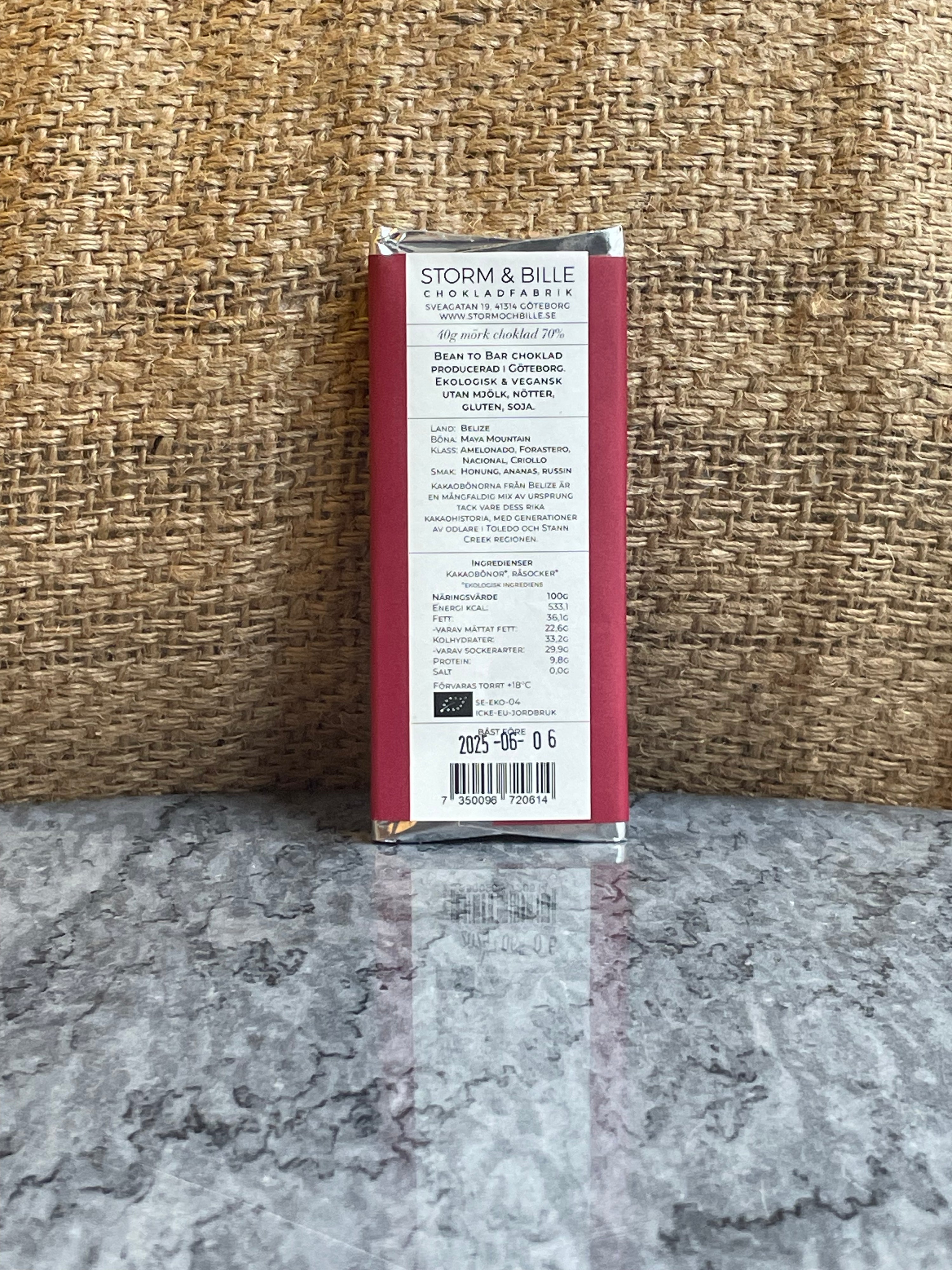 Chocolate cake 70% Belize ORGANIC 40g