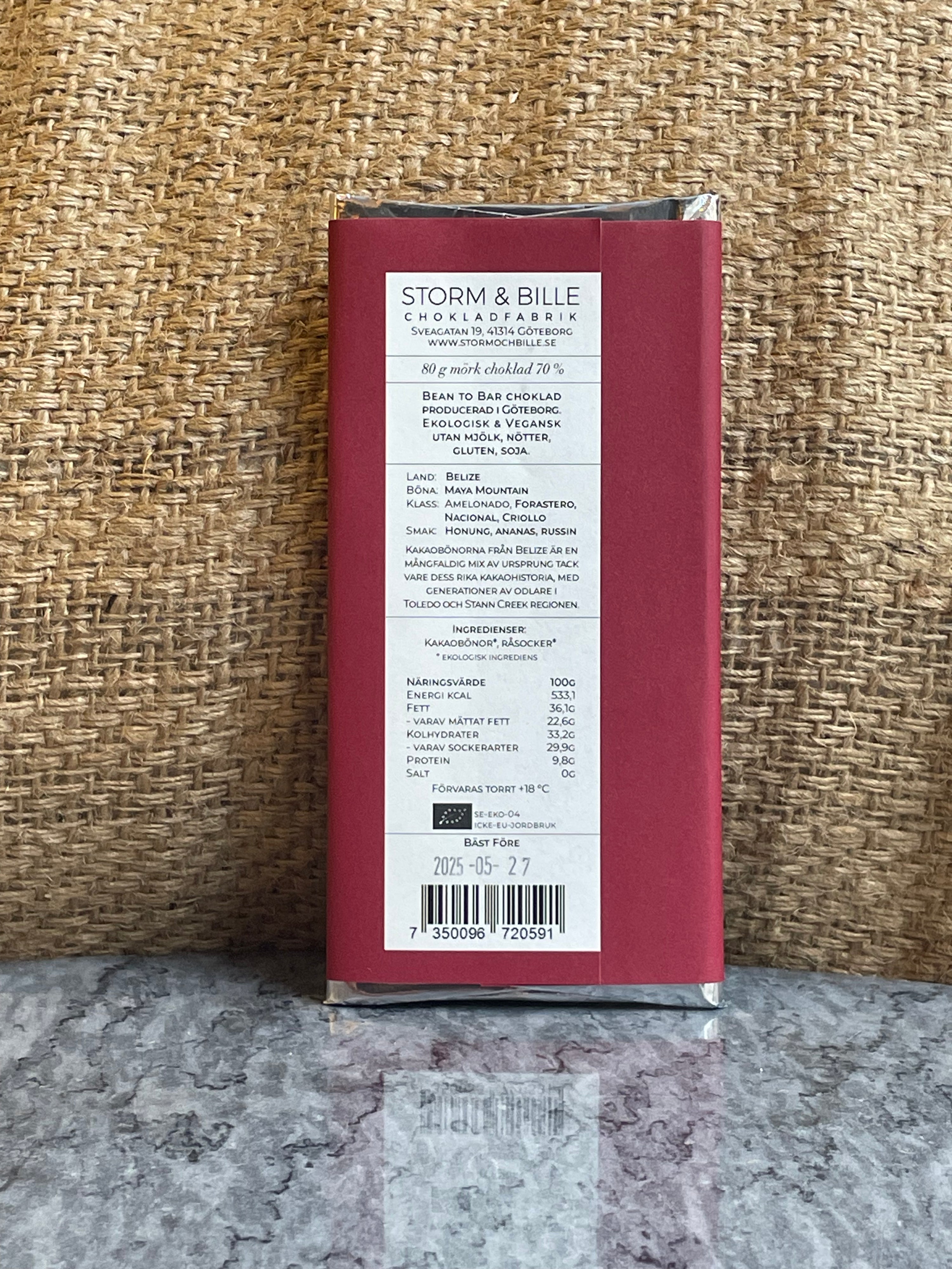 Chocolate cake 70% Belize ORGANIC 70g