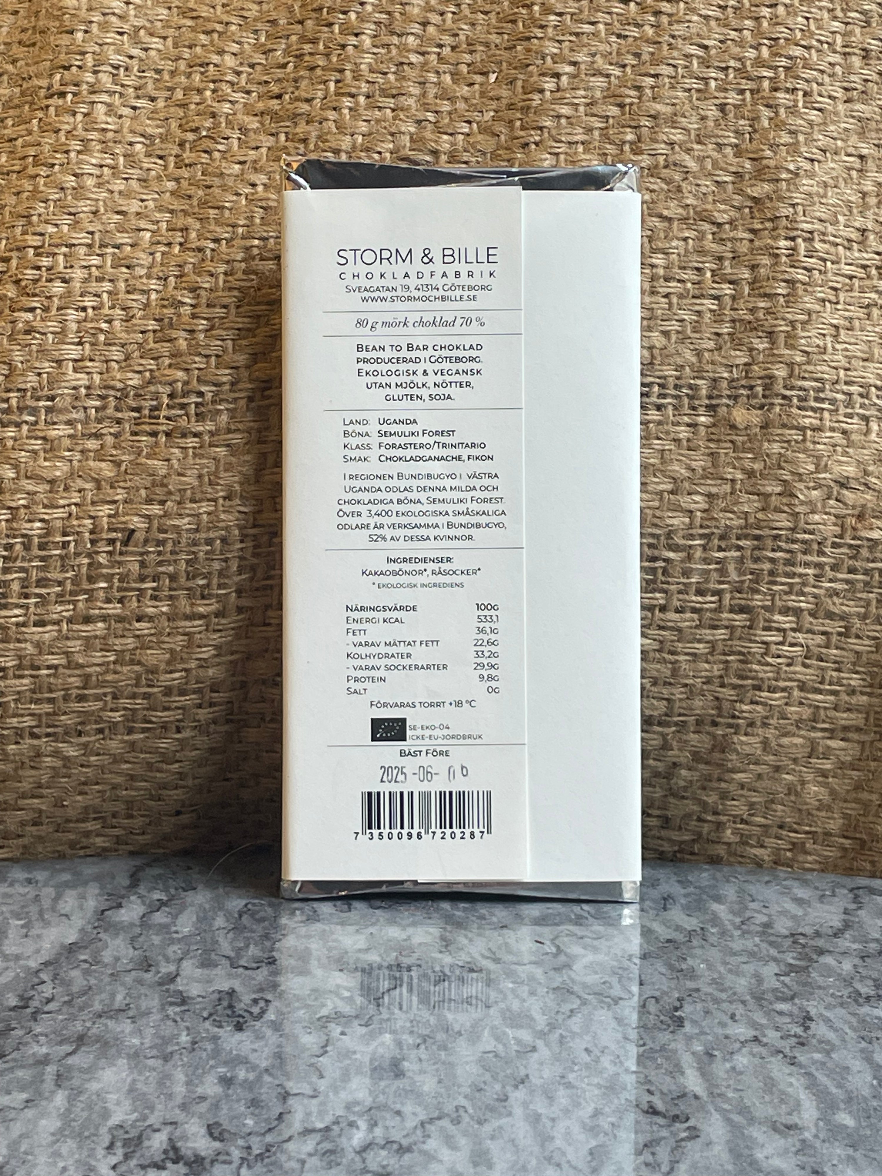 Chocolate bar 70% Uganda BIO 70g