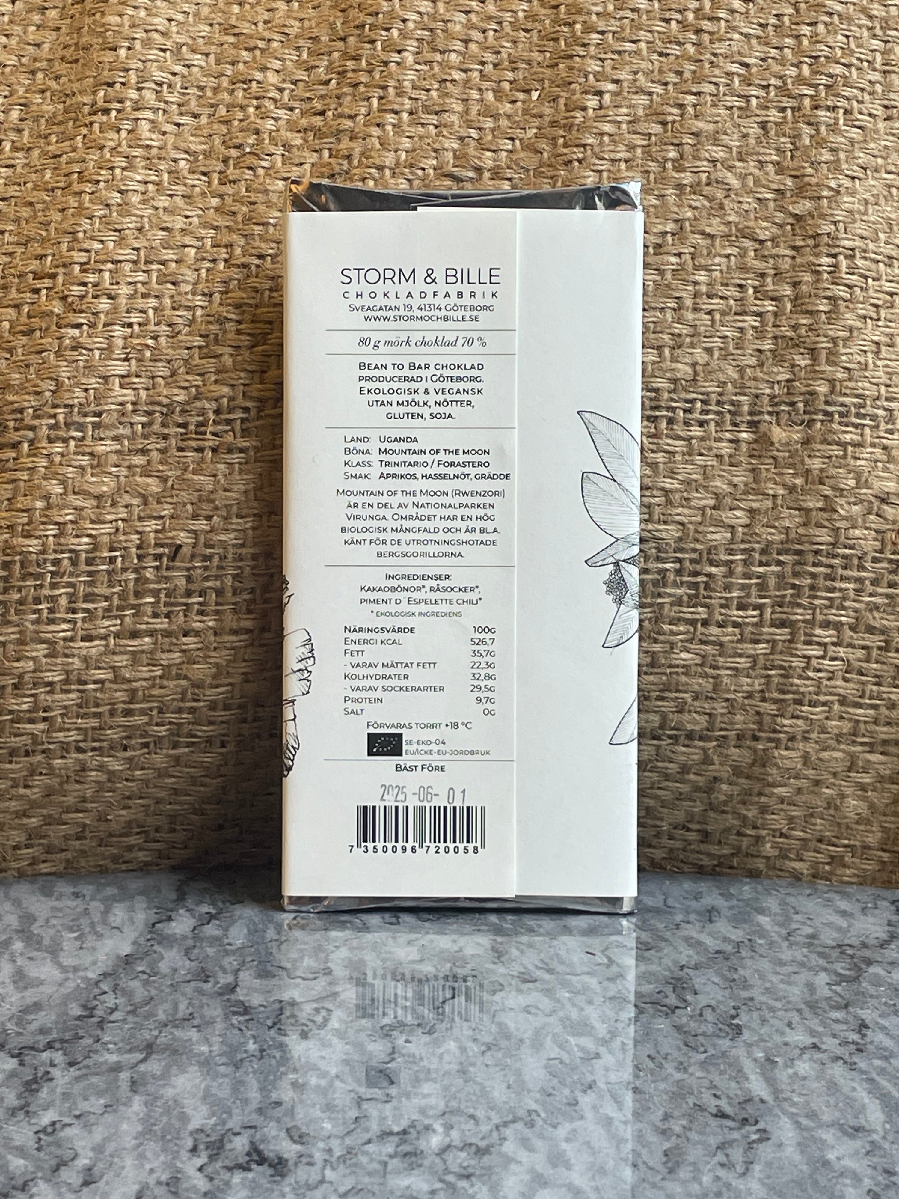 Chocolate bar 70% Chili EKO 70g